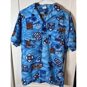 Vintage 70s 80s Kmart Hawaiian Button Shirt Floral All Over Print Mens Medium